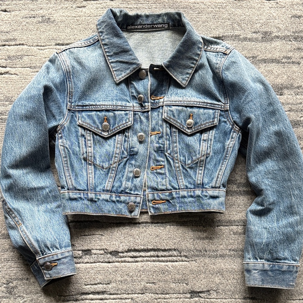 Alexander Wang Blue Denim Cropped Jacket
